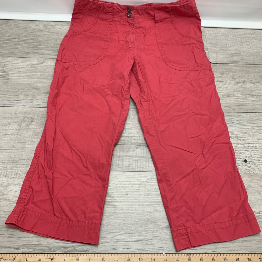 Rafaella Petites Red Cotton Cropped Capri Pants Size 6P Pocket Detail 2644